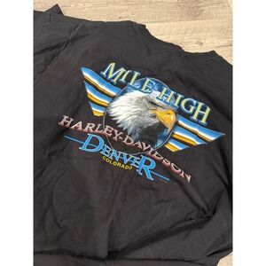Harley Davidson Denver Colorado‎ Eagle Graphic T Shirt Mens Size 2XL Black